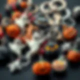 A collection of intricately designed Halloween keychains featuring various spooky motifs such as ghosts and pumpkins.