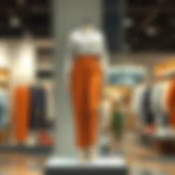 Stylish high-waisted slacks on a mannequin