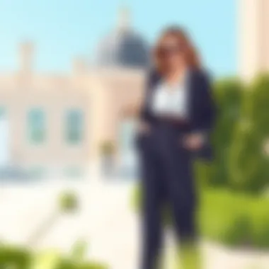 Elegant Ensemble with High-Waisted Slacks Fashionable outfit featuring high-waisted slacks