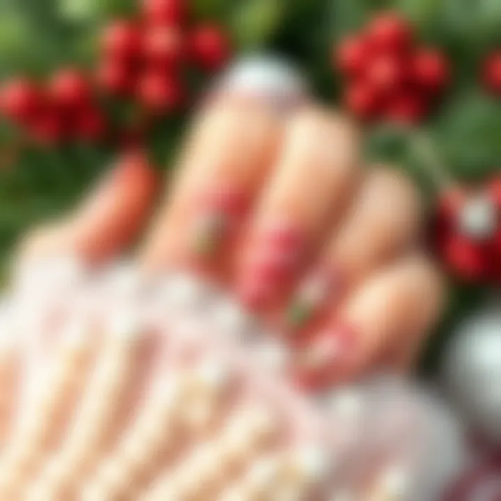 Elegant Seasonal Nail Designs Elegant display of seasonal nail designs utilizing nail art stickers