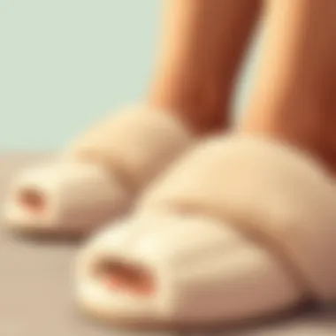 Luxurious Materials in Oversized Slippers Close-up of luxurious materials used in oversized slippers