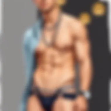 Fashion Forward: Chain Thong Styling A stylish model wearing a chain thong with contemporary fashion elements