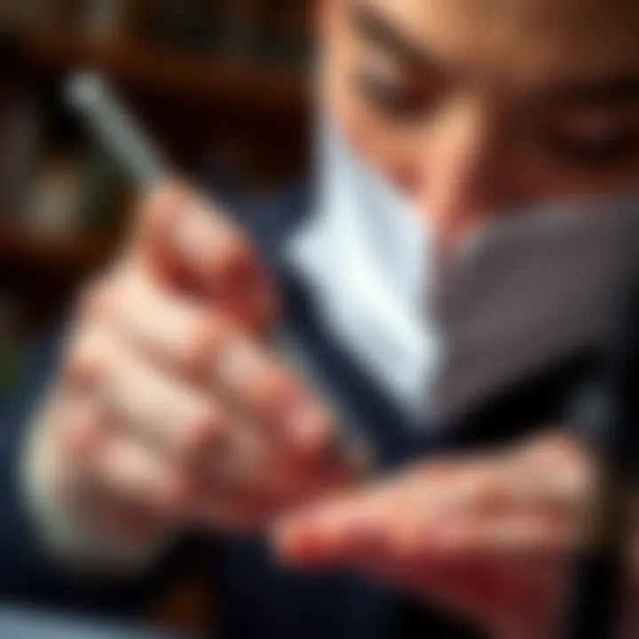 Expert Demonstration of Nail Filing An expert demonstrating the use of a file on nails