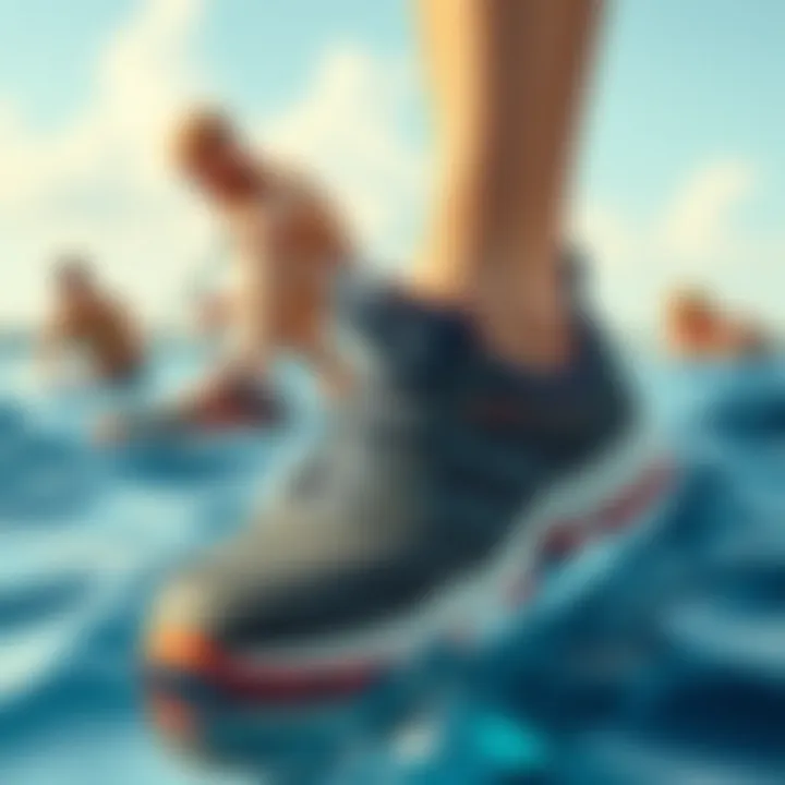 Diverse Water Activities Showcasing Shoe Performance Diverse water activities showcasing shoe performance