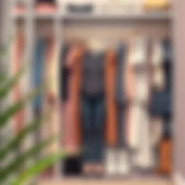 Curating a Functional and Stylish Wardrobe A well-organized wardrobe with various maternity outfits for teachers