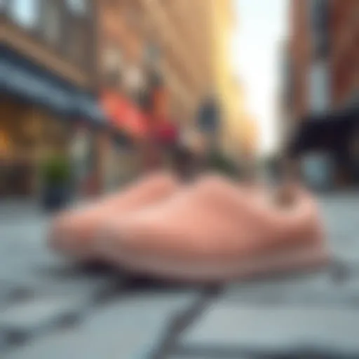 Trendy Urban Oversized Slippers Trendy oversized slippers displayed in an urban setting