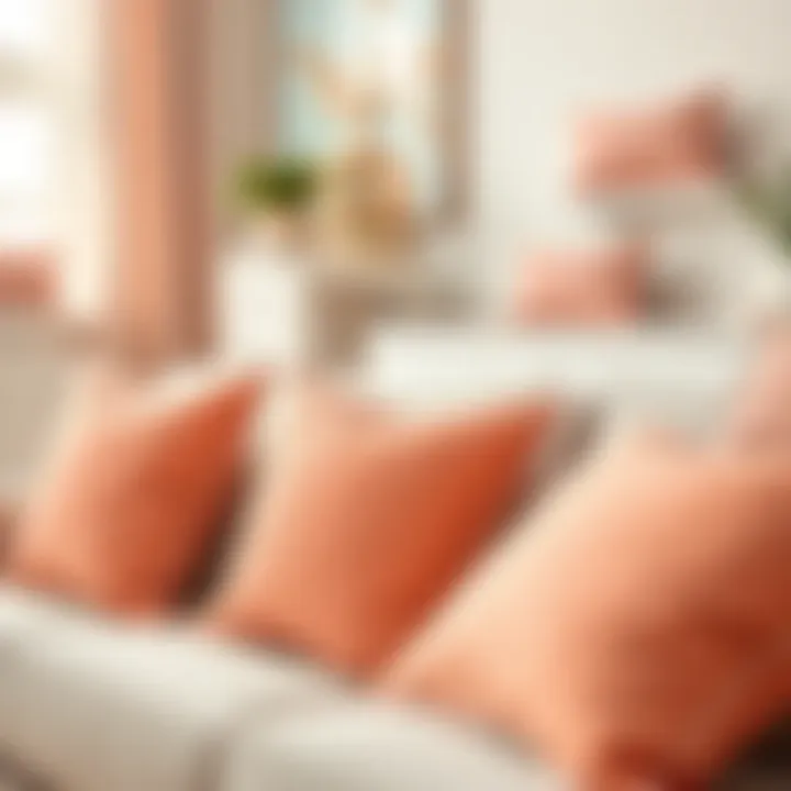 Aesthetic display of peach pillow covers in various interior designs