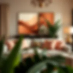 Elegant peach pillow covers enhancing a cozy living room setting