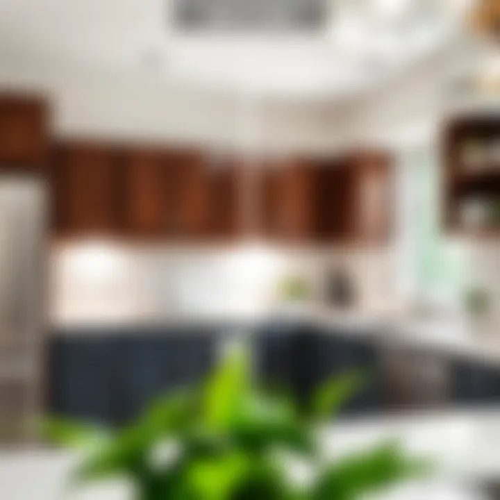 Before and after image of a kitchen transformed with peel and stick countertops