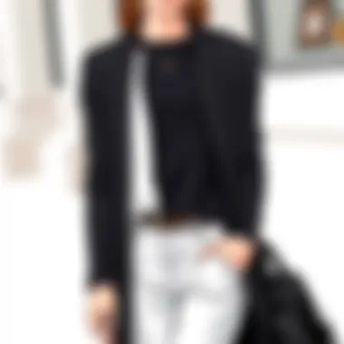 Layering Techniques with Ribbed Cardigans A stylish ensemble featuring a ribbed open cardigan layered over a casual outfit.