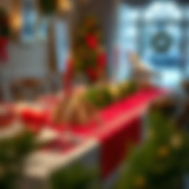 Santa table runner enhancing a beautifully set holiday table