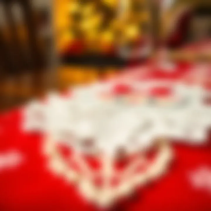 Close-up of high-quality materials used in a Santa table runner