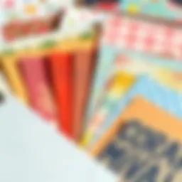 A vibrant display of various scrapbook papers arranged aesthetically.