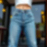 A stylish pair of high-waisted jeans showcasing a flattering fit.