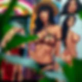 A captivating display of vibrant erotic art prints showcasing diverse artistic styles.