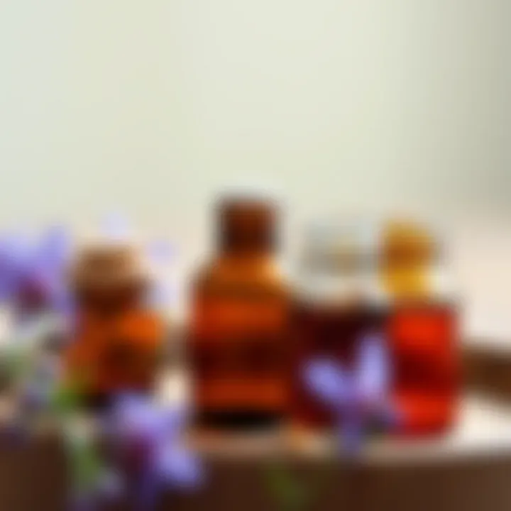 Aromatic Oils Enhancing the Experience Close-up of aromatic oils used in the Shangri La scent diffuser.