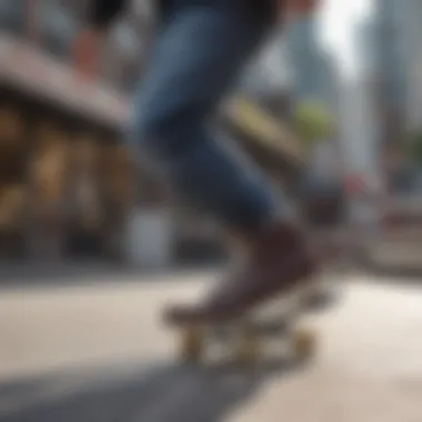 Skater in Action with Wide Toe Footwear Skater performing tricks in wide toe skate shoes