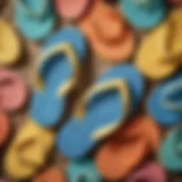 A close-up of sponge flip flops showcasing the unique texture and material