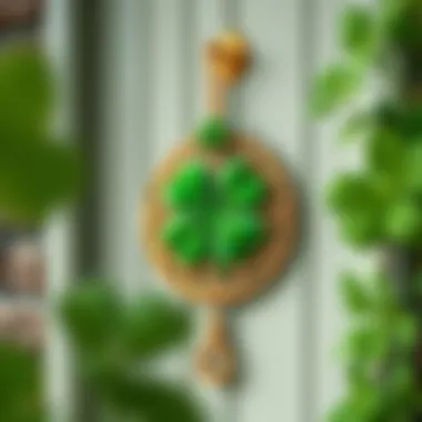 Traditional Irish door hanging with shamrocks and Celtic knots