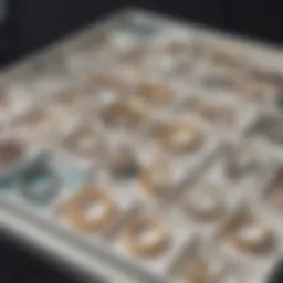 Elegant arrangement of stacking jewelry trays showcasing various styles and colors.