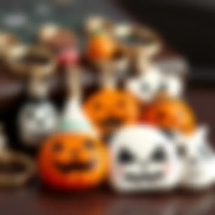 An array of sustainable Halloween keychains made from eco-friendly materials, highlighting their environmental appeal.
