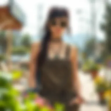 Chic Accessorized Look Fashion-forward styling of grunge overalls with accessories