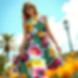 Colorful 80s summer dress with bold patterns