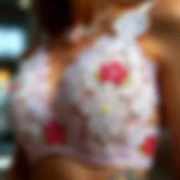 Delicate floral lace detailing on a bra set