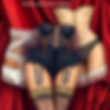 Styles of Garter Belts Different styles of garter belts showcased against a rich fabric background.