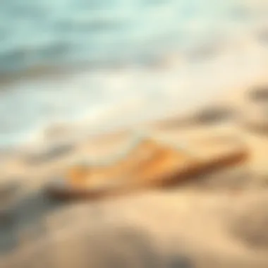 Comfort and Elegance of Pearl Sandals A serene setting with pearl sandals resting on sand, symbolizing comfort and elegance.