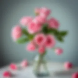 Elegant display of pink artificial roses in a stylish vase