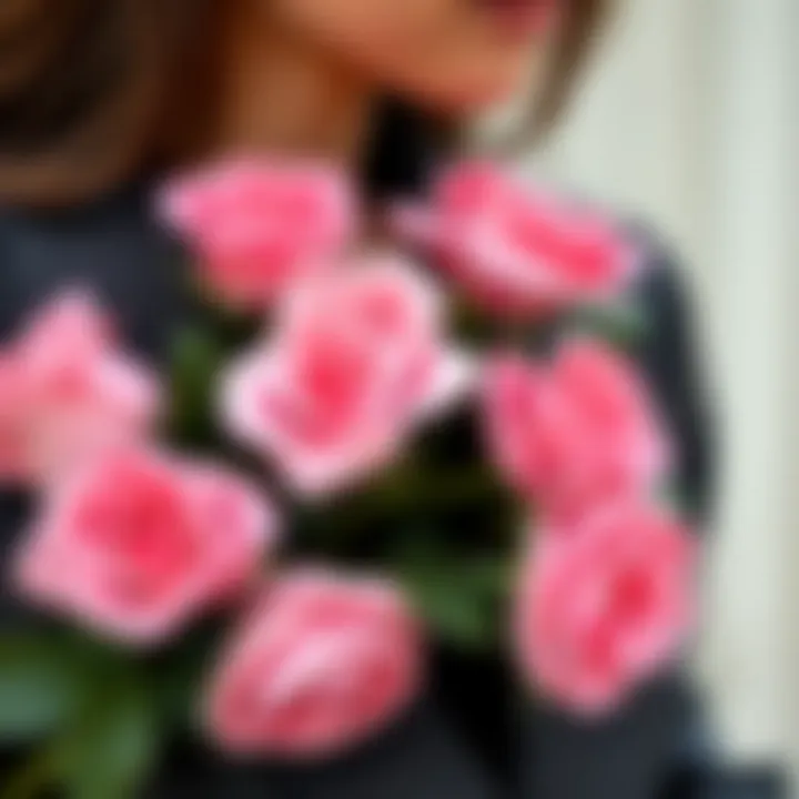 Fashionable Incorporation of Pink Roses Pink artificial roses used in a chic fashion accessory