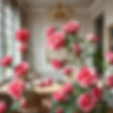 Interior Design Highlighting Pink Roses Stylish interior featuring pink artificial roses