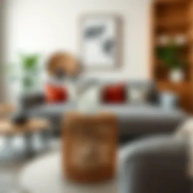 Stylish Living Room with Rattan Holder Stylish living room featuring a rattan tissue holder