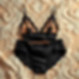 Elegant camisole and panties set displayed on a vintage lace background