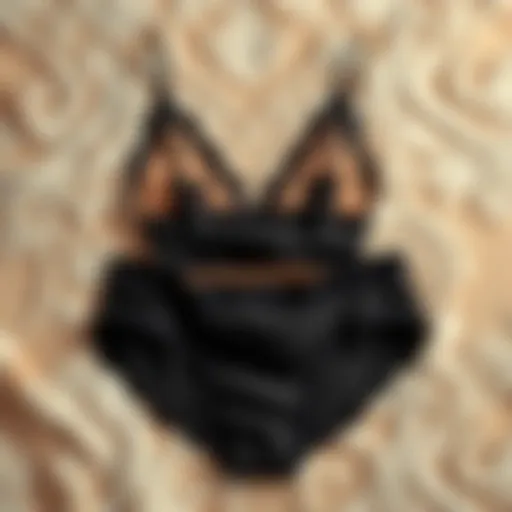 Elegant camisole and panties set displayed on a vintage lace background