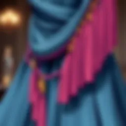 Elegantly draped tassels on a prom dress