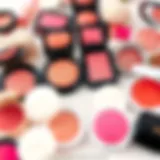 Elegant display of various powder puff blushes