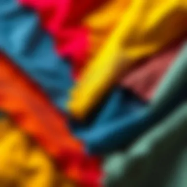 Colorful fabric swatches showcasing diverse textures for shorts and shirts