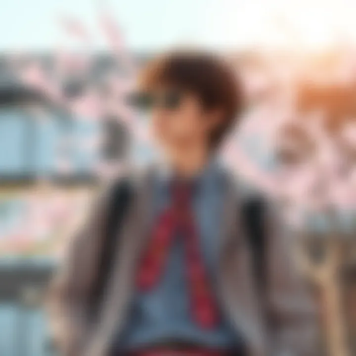 Cherry Blossom Tie with Casual Attire Cherry blossom tie paired with casual attire for trendy look