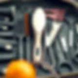 Professional hair styling tools organized neatly