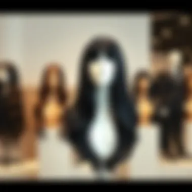 Stunning Black Ombre Wig Showcase Elegant black ombre wig displayed on a mannequin