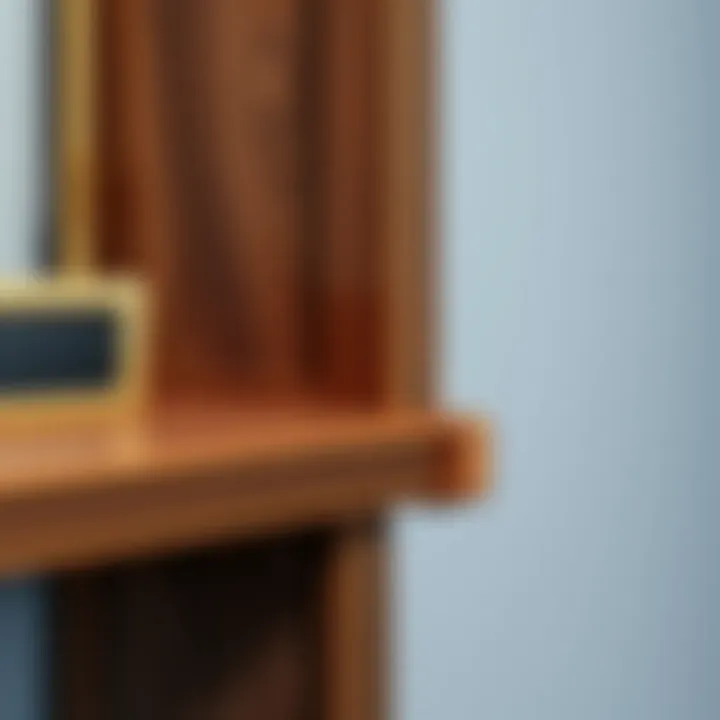 Artisan Craftsmanship of Dark Wood Shelf Artisan craftsmanship of dark wood corner shelf details