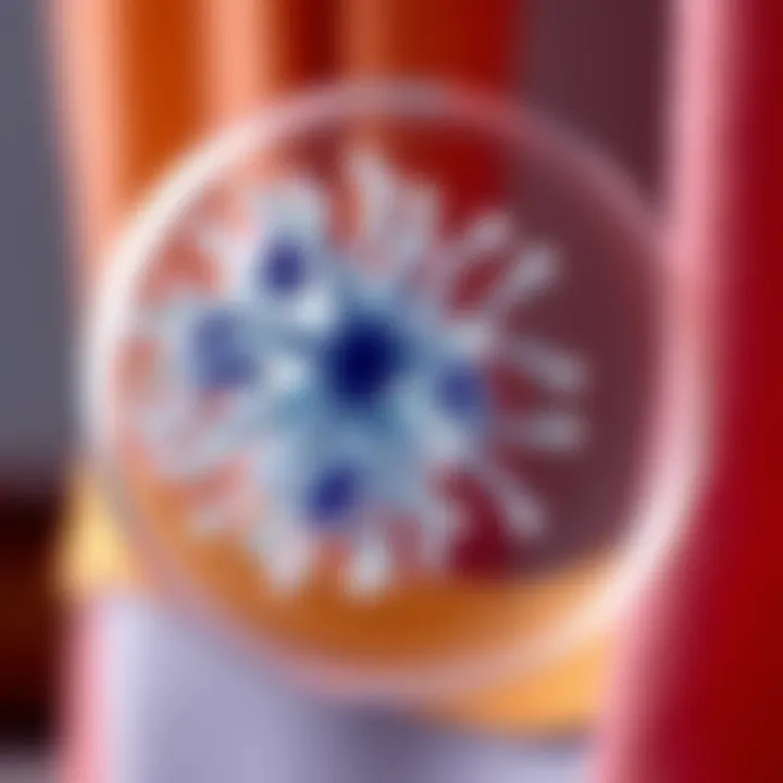 Molecular Interaction with Fabrics A detailed scientific illustration of how oil stain removers interact with fabric fibers at a molecular level.