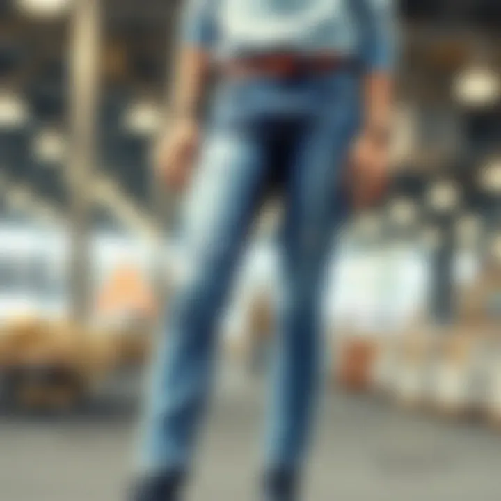 An illustration depicting the sustainability aspects of skinny jeans production