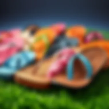 Variety of Thick Flip Flops Group of diverse thick flip flops showcasing various styles and colors