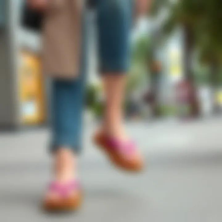 Chic Thick Flip Flops in Urban Fashion Fashionable outfit paired with chic thick flip flops in an urban setting