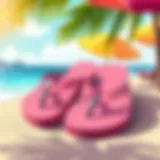 Stylish thick flip flops on a vibrant beach setting