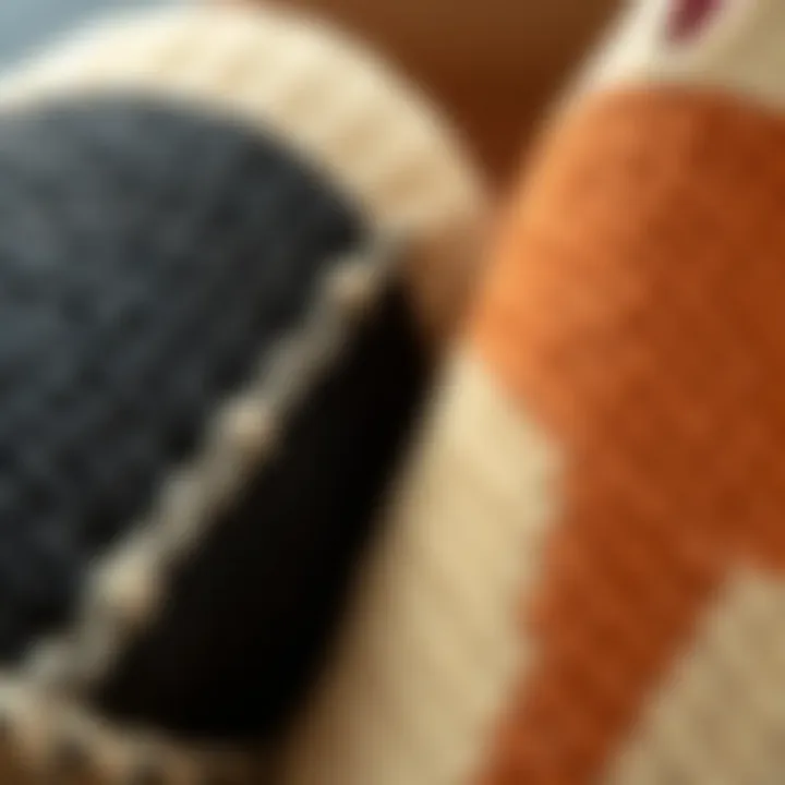 Close-up of distinctive materials used in two-tone espadrilles, emphasizing texture and quality.