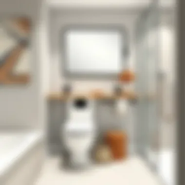 Stylish bathroom featuring a modern over toilet tray setup